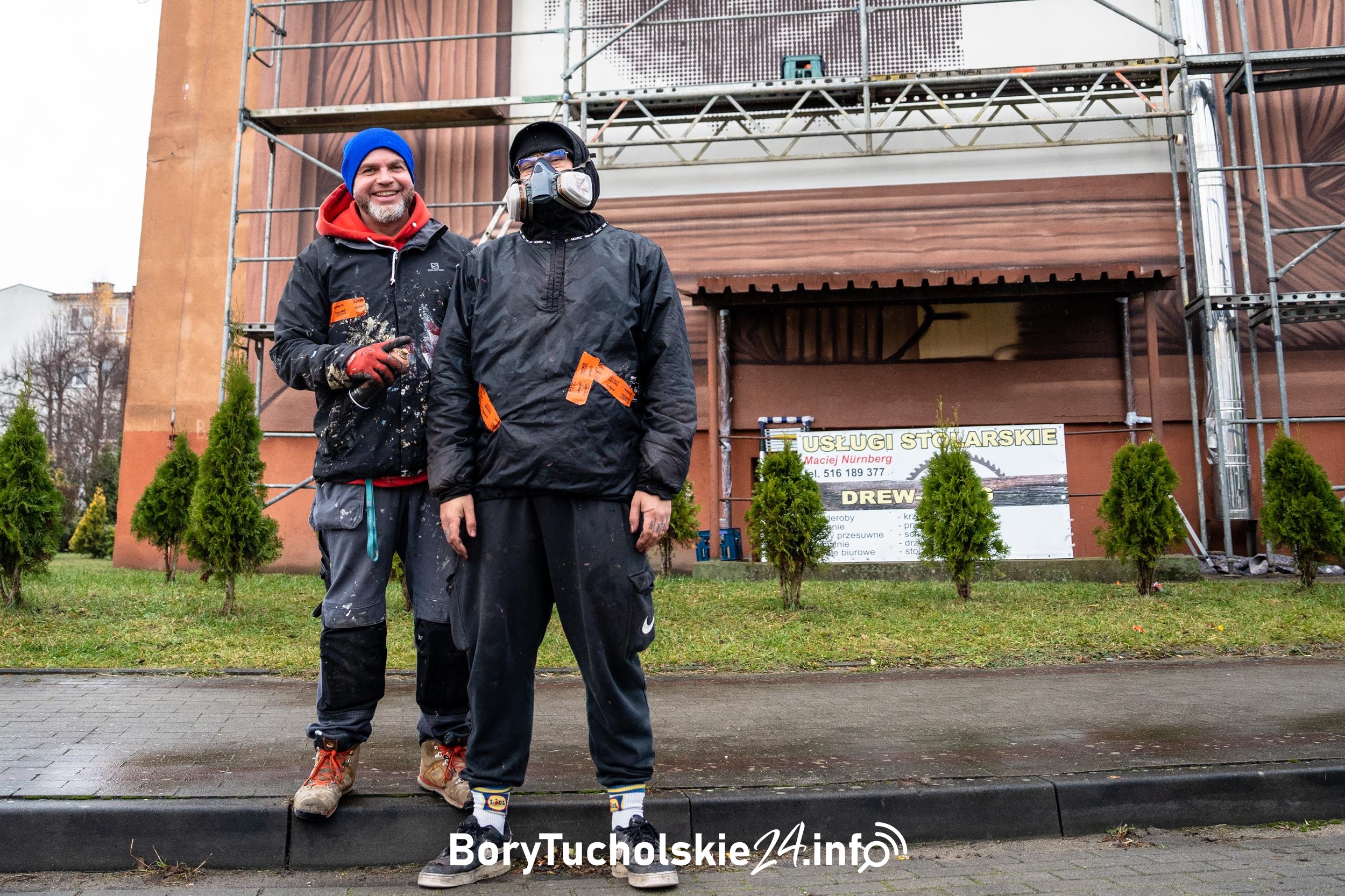 Kolejny mural w Czersku. Tym razem przedstawia Jana Matejkę