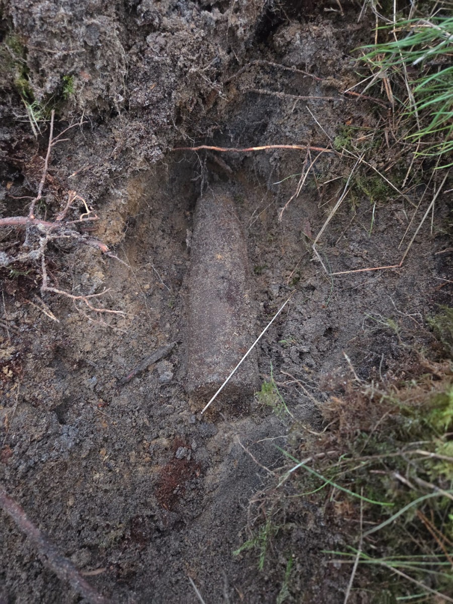 Pocisk artyleryjski w lesie niedaleko Legbąda