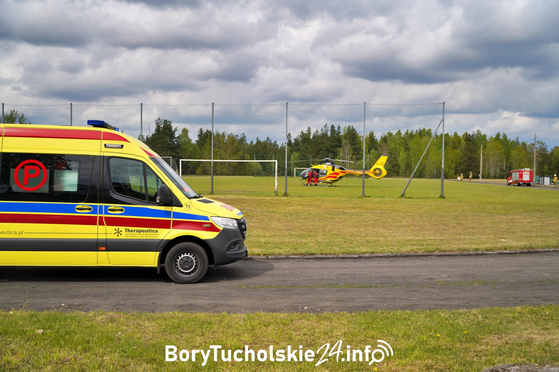 Interwencja służb w Lipowej. Mężczyzna zabrany śmigłowcem do szpitala