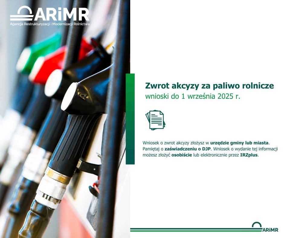 Zwrot akcyzy za paliwo rolnicze – wnioski tylko do 1 września