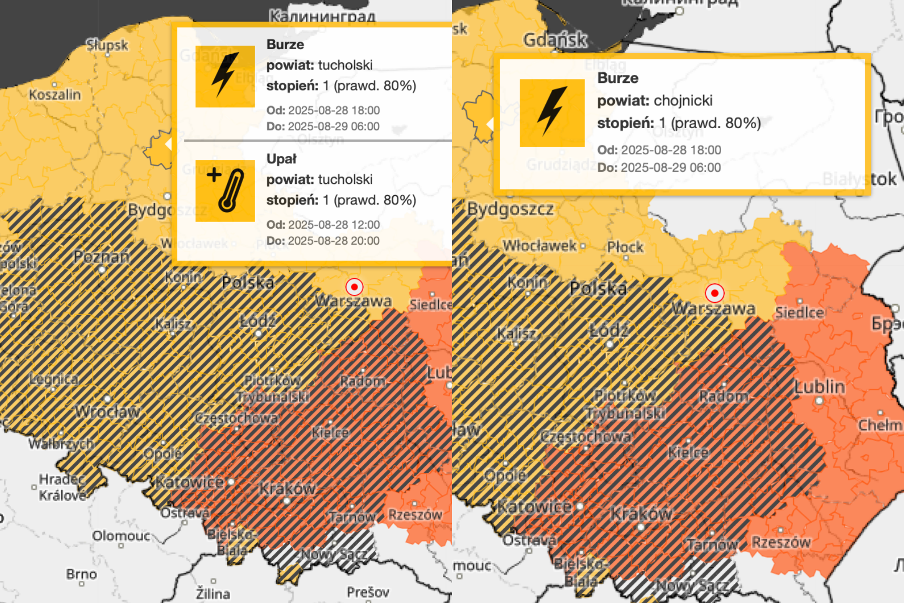 Ostrzeżenie przed burzami, wiatrem i gradem