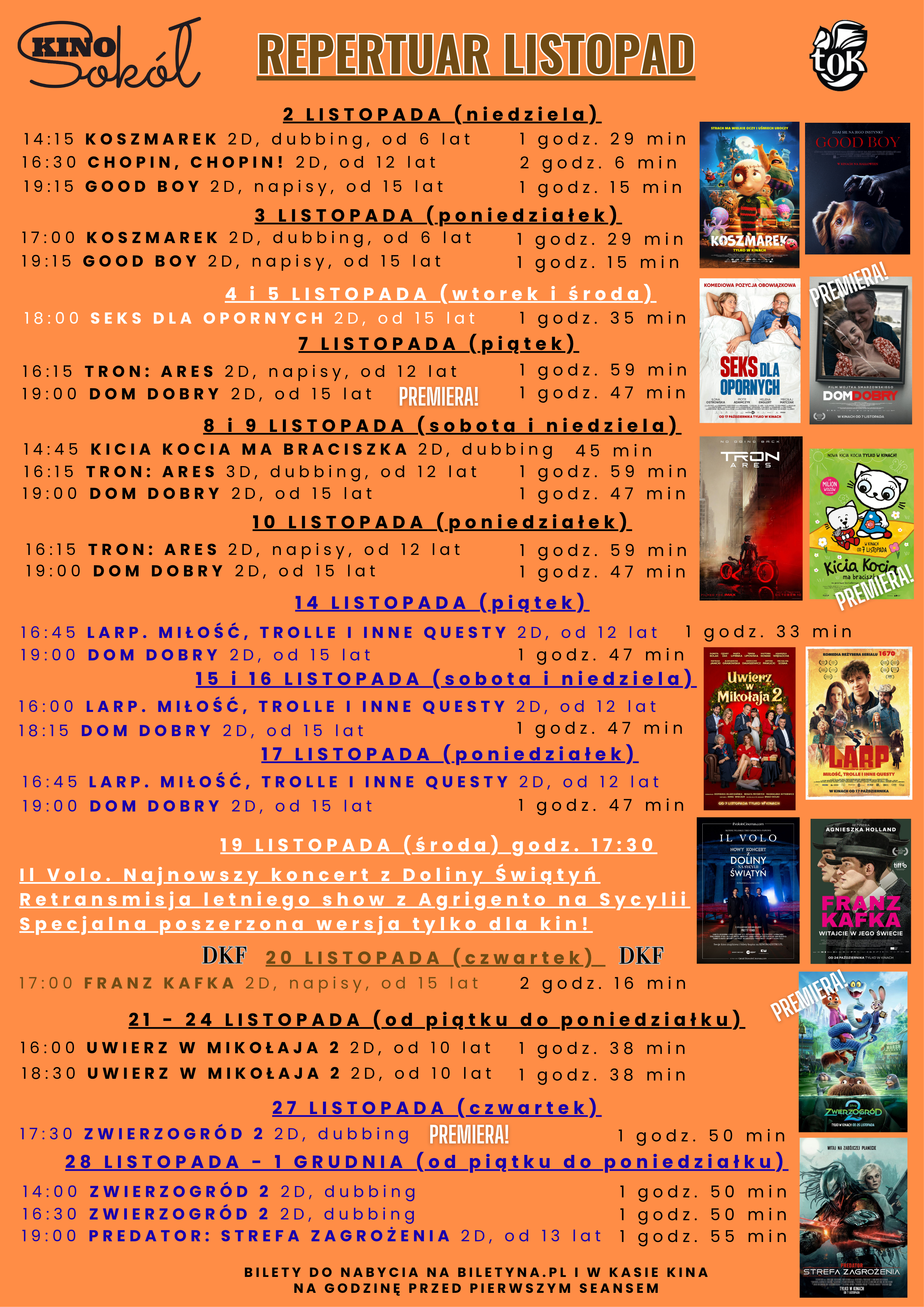 Kino Sokół w Tucholi (REPERTUAR NA LISTOPAD)