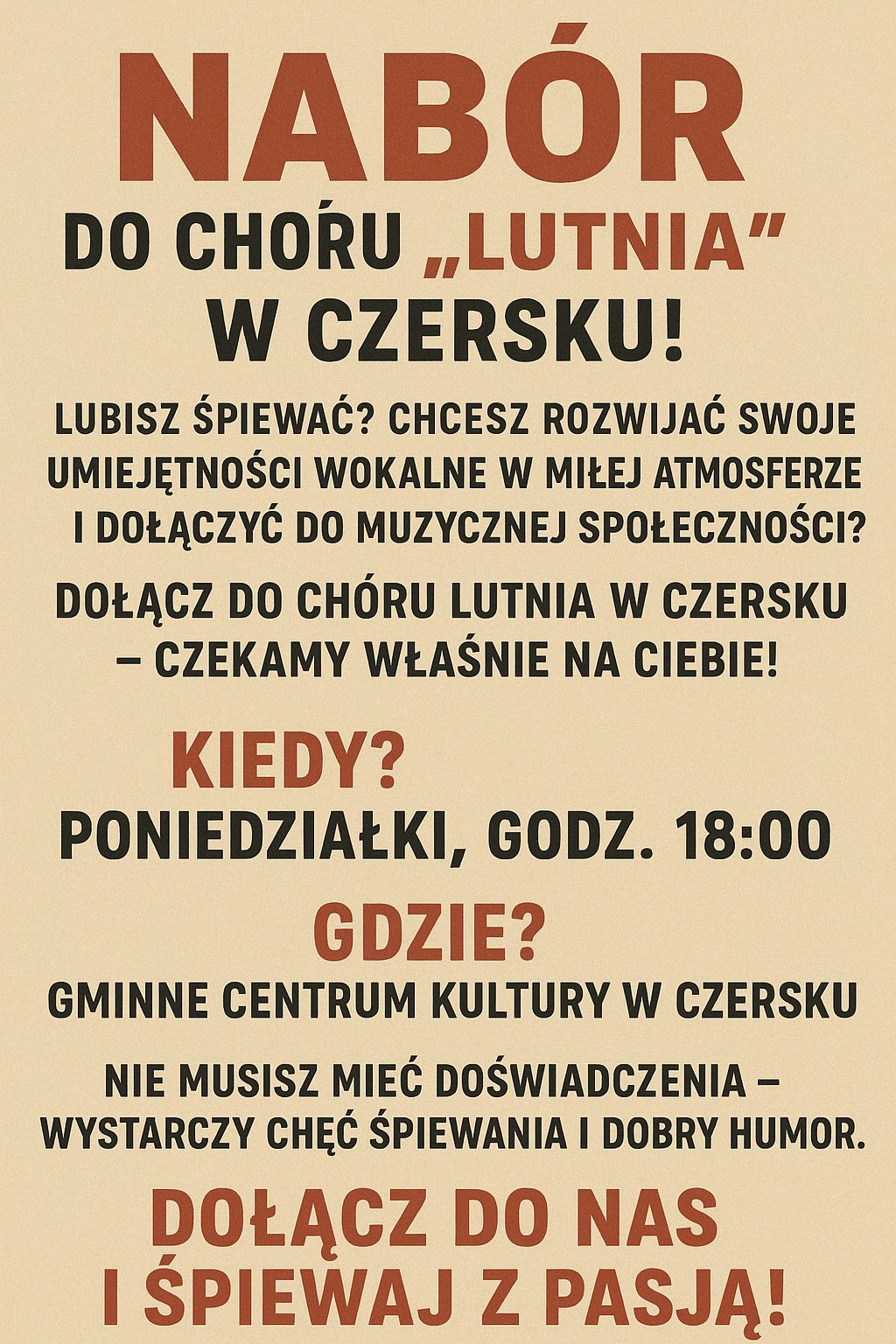 Nabór do Chóru „Lutnia” w Czersku