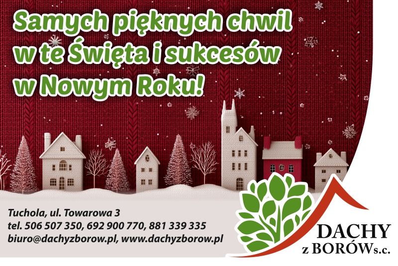 Życzenia świąteczne od właścicieli firmy Dachy z Borów 