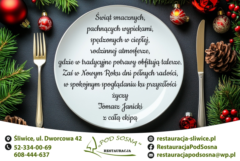 Życzenia świąteczne od restauracji Pod Sosną