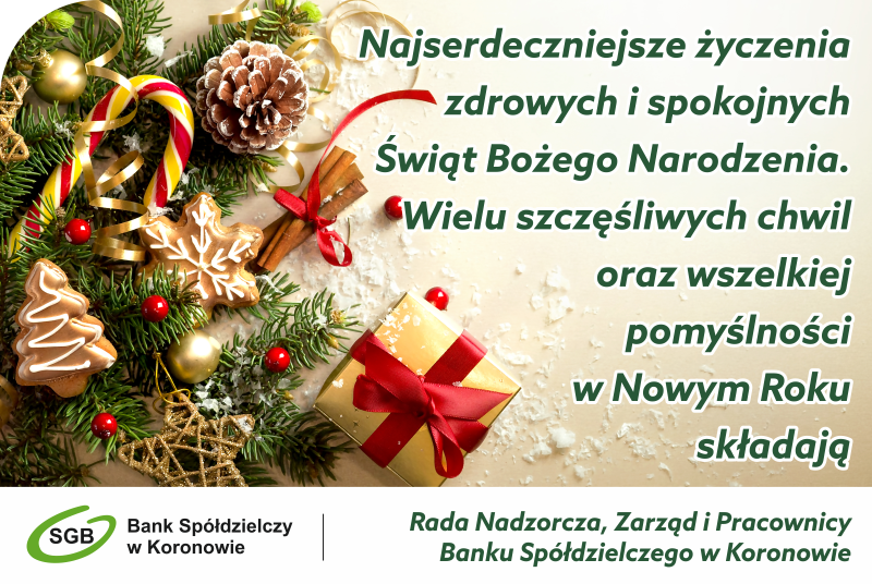 Życzenia świąteczne od Banku Spółdzielczego w Koronowie