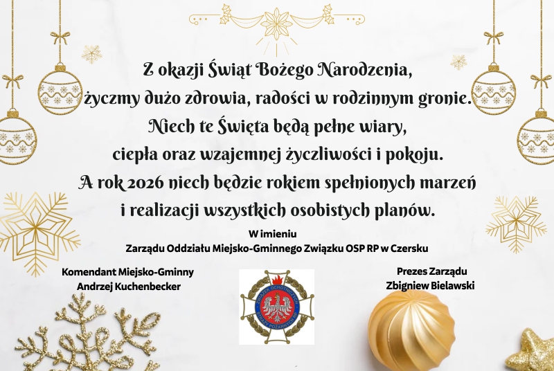 Życzenia od Zarządu Oddziału Miejsko-Gminnego Związku OSP RP w Czersku