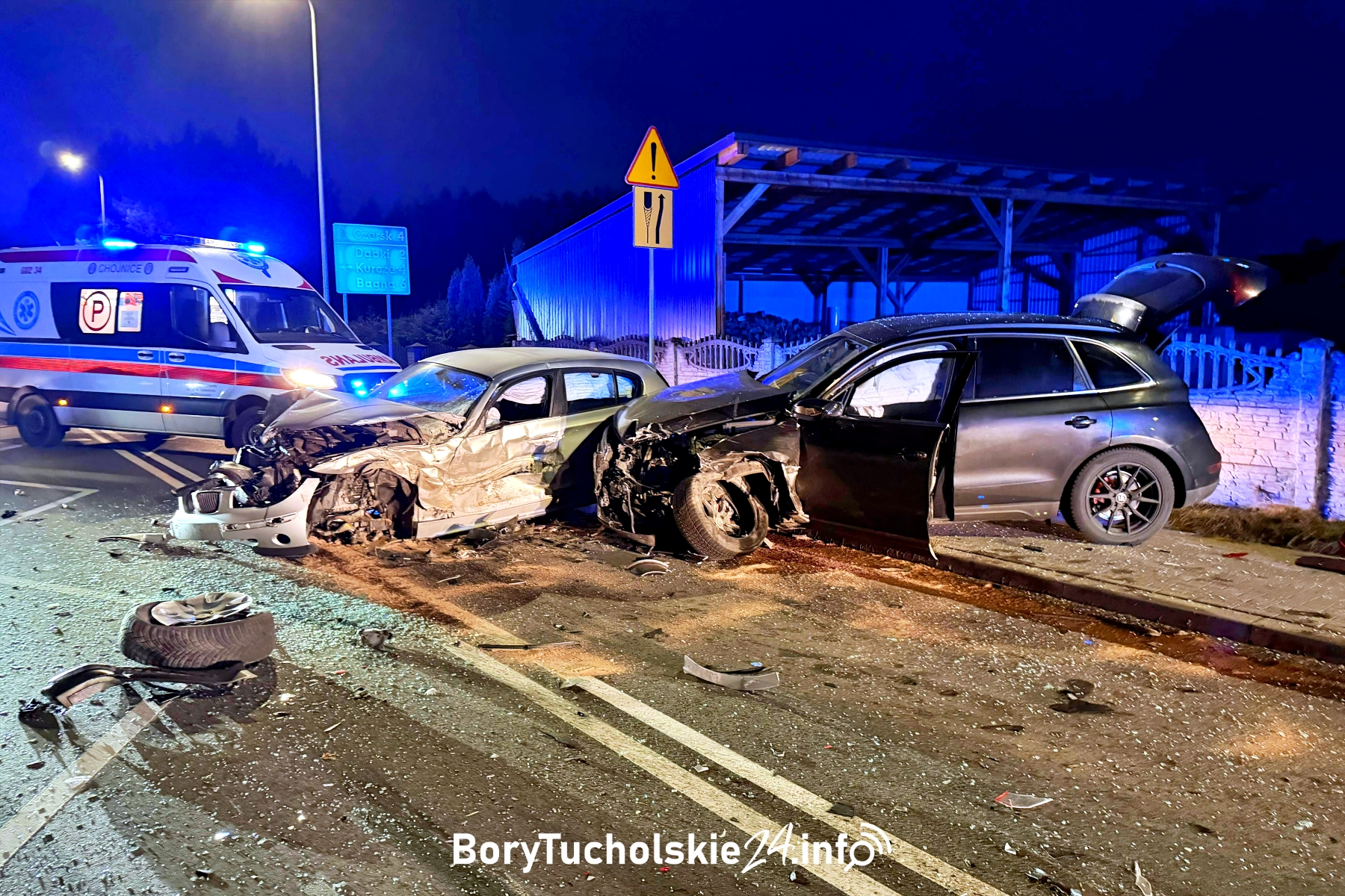 Zderzenie czterech aut. Droga Czersk-Śliwice całkowicie zablokowana (FOTO, WIDEO)