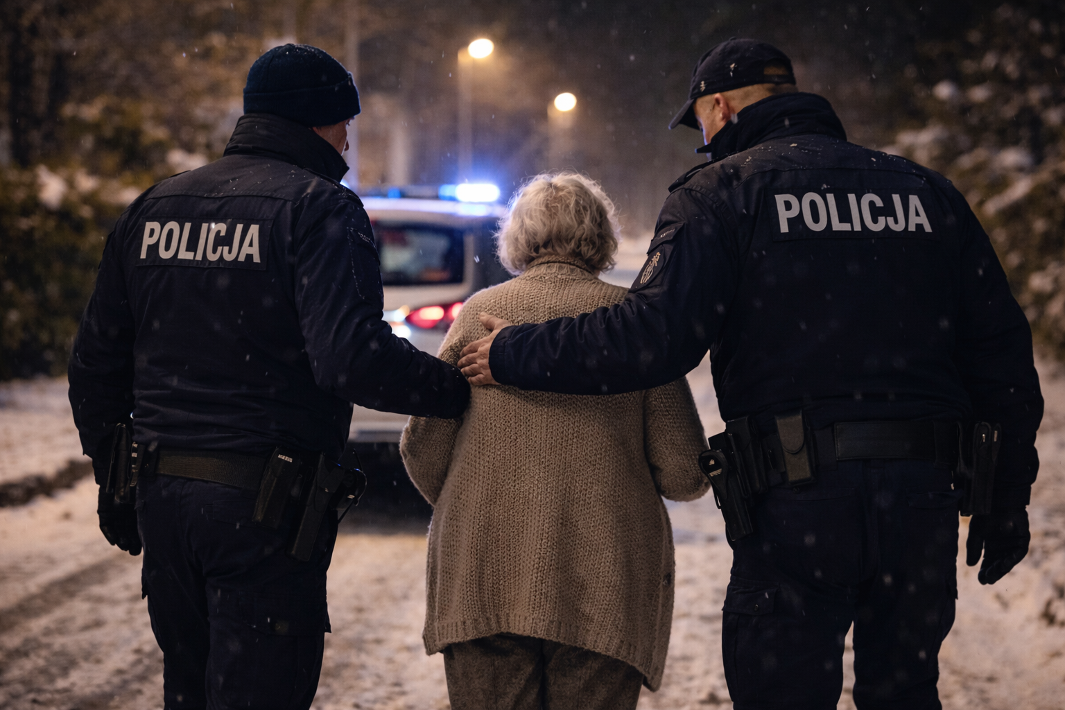 Dzielnicowi z Cekcyna pomogli seniorce podczas nocnego patrolu