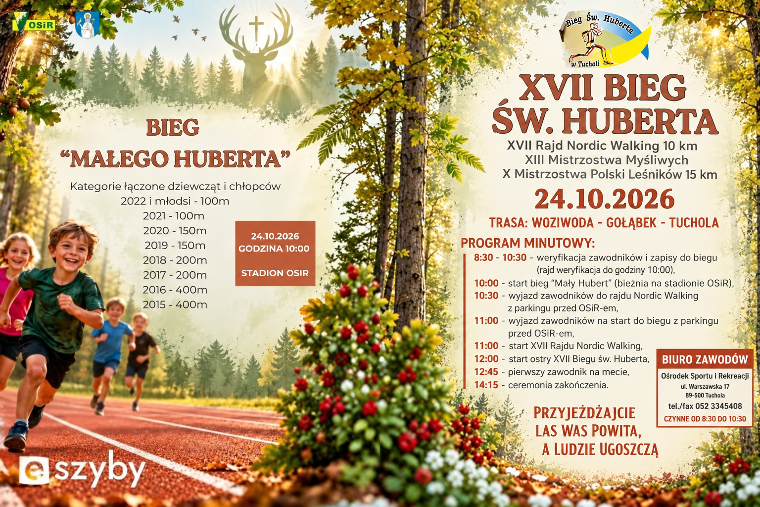 Już w sobotę XVII Bieg św. Huberta w Tucholi. Pobiec będą mogli również najmłodsi! (ZAPOWIEDŹ)