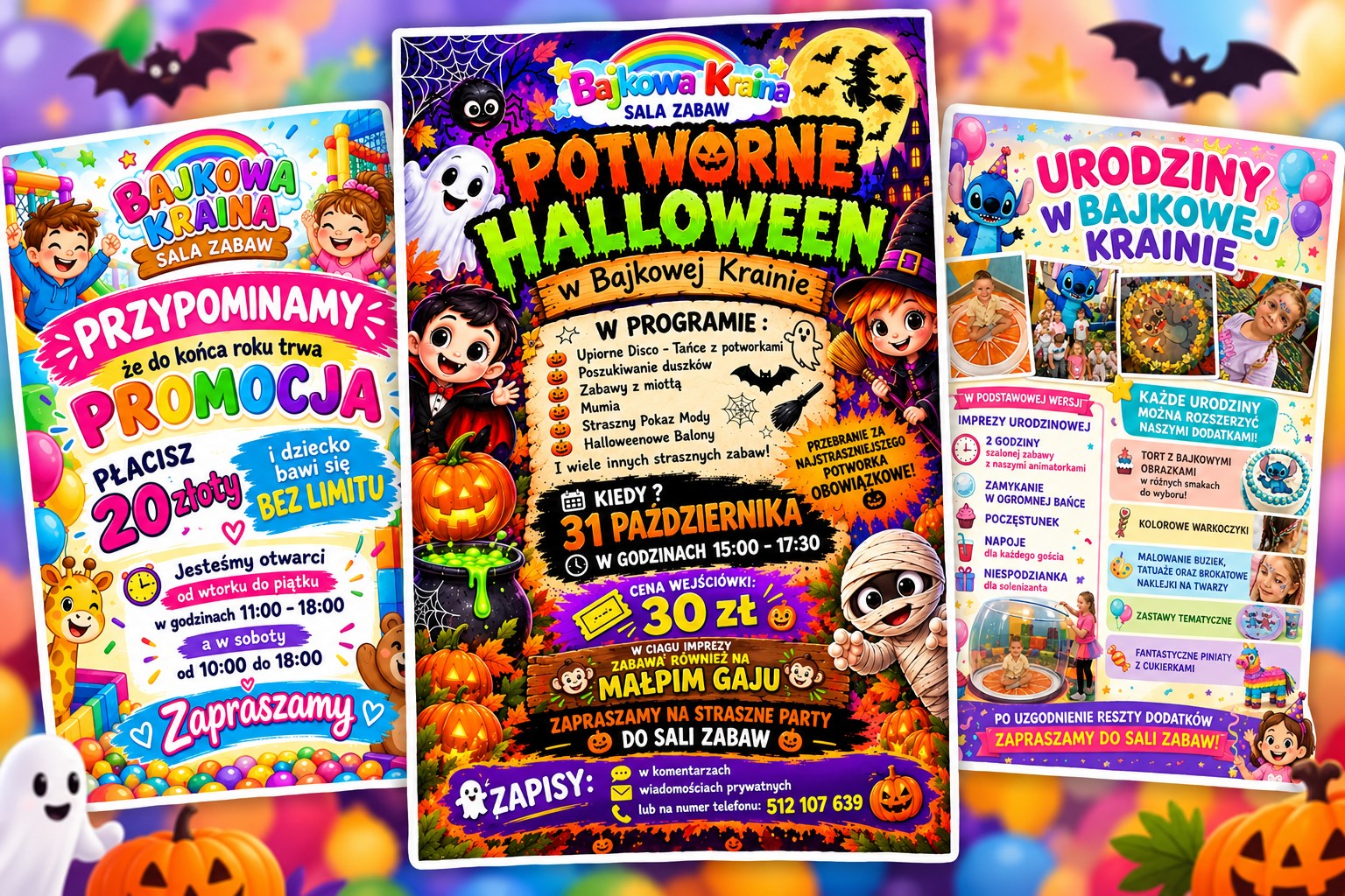 Potworne Halloween, zabawa bez limitu i urodziny dla dzieci. Sprawdź ofertę Bajkowej Krainy w Czersku 