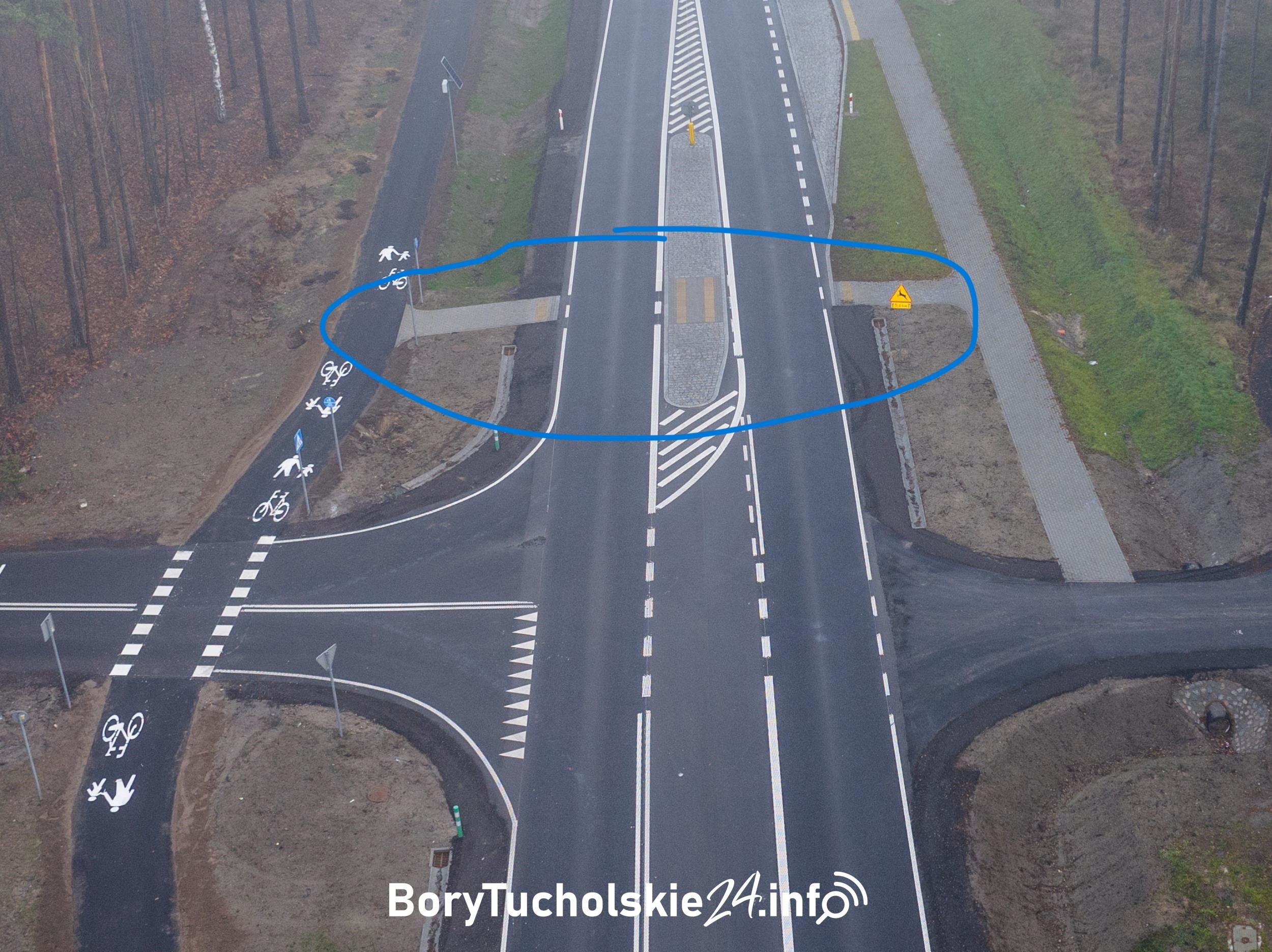 Skrzyżowanie DK22 droga do Krzyża