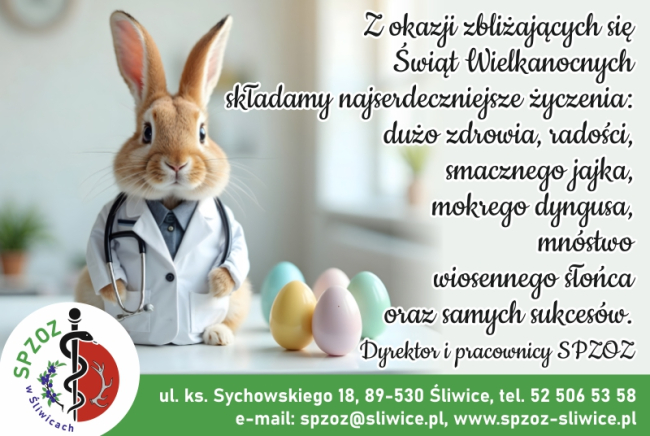 Życzenia wielkanocne od dyrektora i pracowników SP ZOZ w Śliwicach