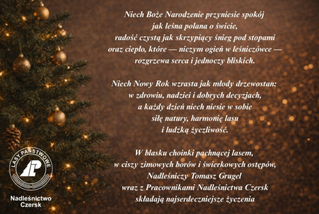 Życzenia świąteczne od Nadleśnictwa Czersk