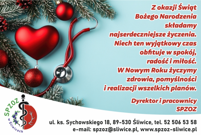 Życzenia świąteczne od SP ZOZ w Śliwicach