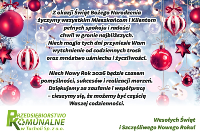 Życzenia od Przedsiębiorstwa Komunalnego w Tucholi